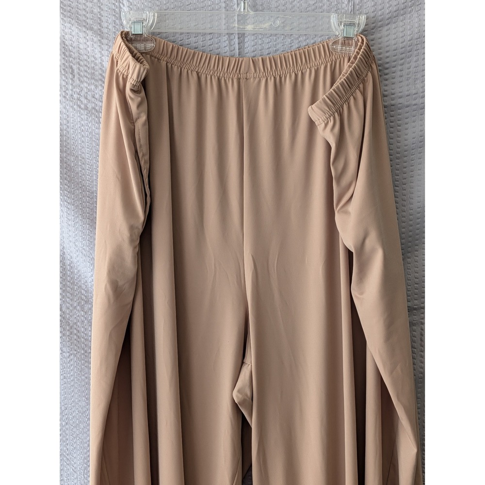 Roamans Plus Size 28W Tan Pull On Elastic Waist Pants with Pockets